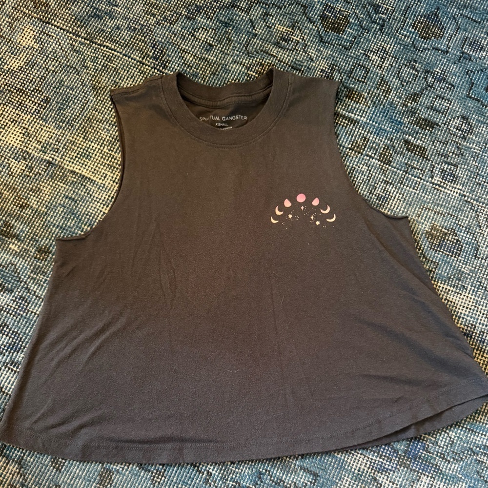 Spiritual Gangster Black Muscle Tee with Pink Accents